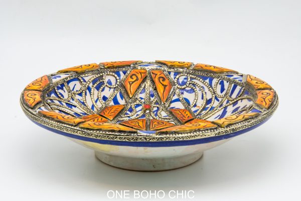 Moroccan Ceramic and bone Bowl, Very beautiful moroccan antique decor
