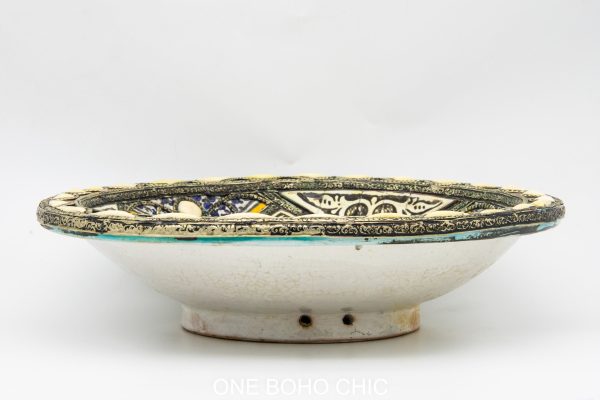 Moroccan Ceramic and bone Bowl, Very beautiful moroccan antique decor