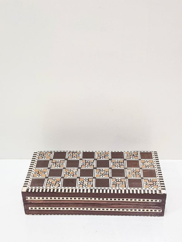 Handmade Mosaic Chess Board - Backgammon Set with checkers - camel bones chess Arabian Art Decor Table 100% natural wood