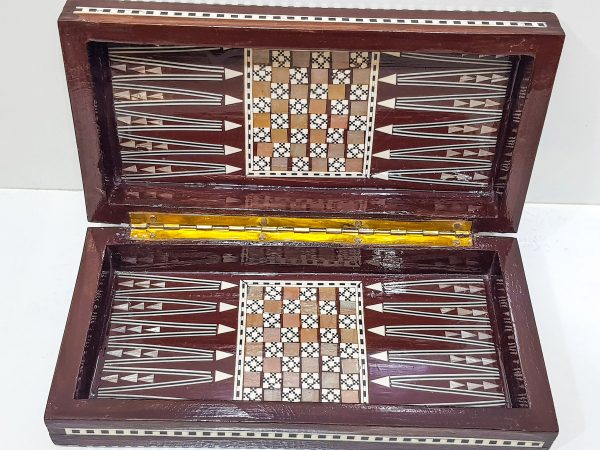 Handmade Mosaic Chess Board - Backgammon Set with checkers - camel bones chess Arabian Art Decor Table 100% natural wood