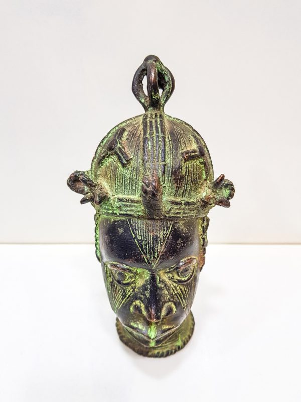 Vintage African handmade sculpture, old african head figurine