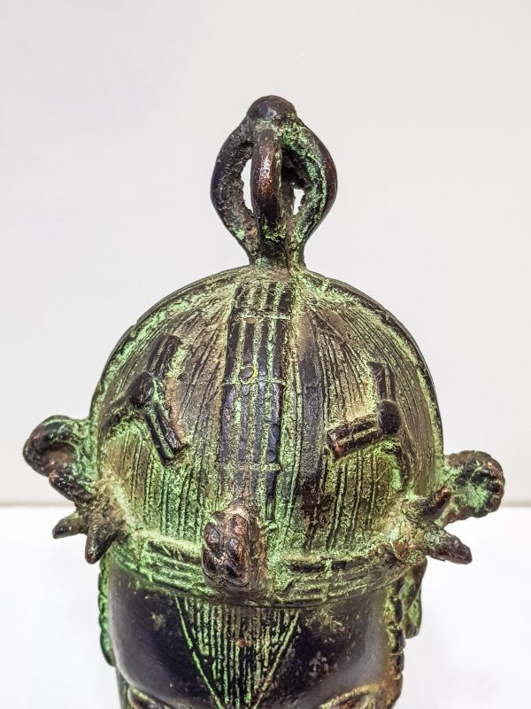 Vintage African handmade sculpture, old african head figurine