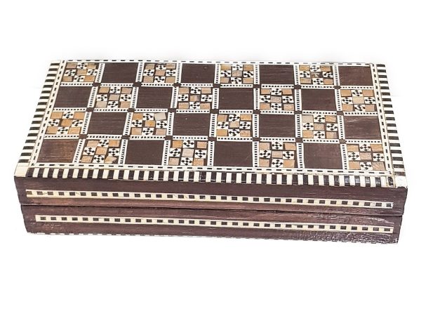 Handmade Mosaic Chess Board - Backgammon Set with checkers - camel bones chess Arabian Art Decor Table 100% natural wood