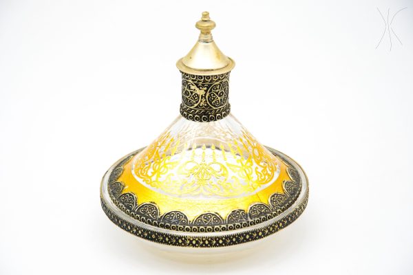 Antique glass and metal bowl - Moroccan glass Bowl - Very beautiful moroccan antique decor