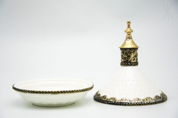 Antique glass and metal bowl - Moroccan glass Bowl - Very beautiful moroccan antique decor