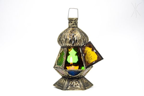Antique Moroccan Mosaic Lamp - Moroccan glass and metal lamp - Very beautiful moroccan antique decor for luxurious palace