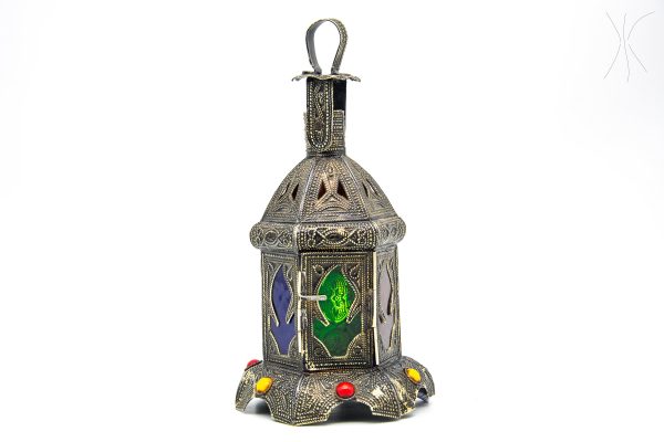 Antique Moroccan Mosaic Lamp - Moroccan glass and metal lamp - Very beautiful moroccan antique decor for luxurious palace