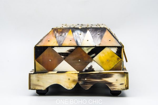 Vintage natural stone engraved Chest - chest ethnic handmade wooden - chest ethnic