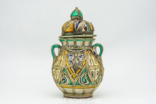 Vintage jar Pottery Moroccan vase Arabian Art chic luxurious Decor