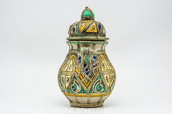 Vintage jar Pottery Moroccan vase Arabian Art chic luxurious Decor