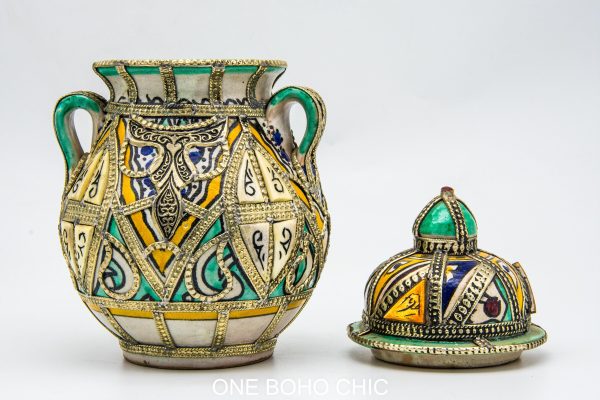 Vintage jar Pottery Moroccan vase Arabian Art chic luxurious Decor