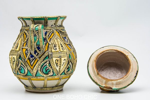 Vintage jar Pottery Moroccan vase Arabian Art chic luxurious Decor