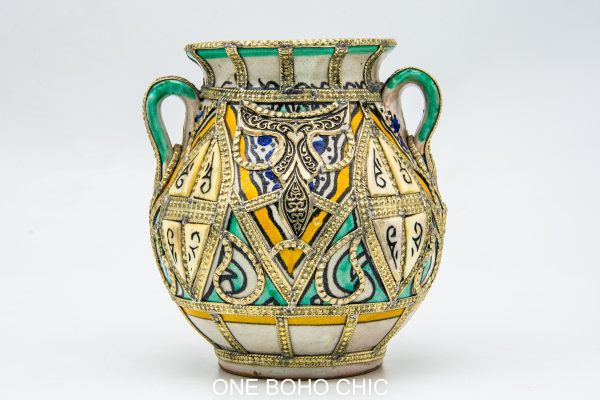 Vintage jar Pottery Moroccan vase Arabian Art chic luxurious Decor