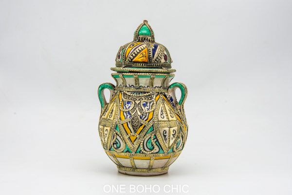 Vintage jar Pottery Moroccan vase Arabian Art chic luxurious Decor