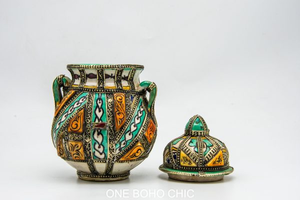 unique rare ash jar made in morocco shefl decoration
