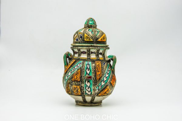 unique rare ash jar made in morocco shefl decoration
