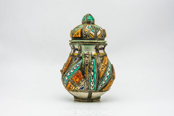 unique rare ash jar made in morocco shefl decoration