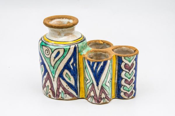 19th Century Rust and Green Glazed Pottery Jug with Floral Decor