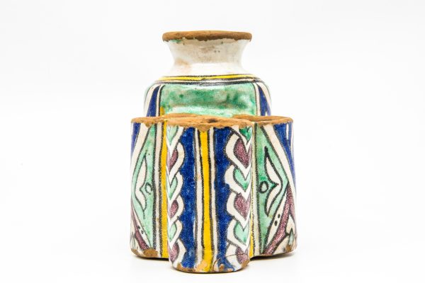 19th Century Rust and Green Glazed Pottery Jug with Floral Decor