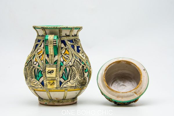 vintage jar Moroccan Pottery vase Arabian Art chic luxurious Decor