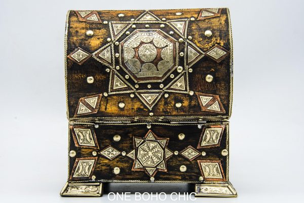 Chest ethnic handmade beautiful jewelery box with moroccan motif