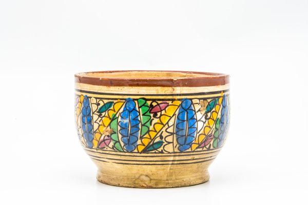morocco 19th Century Rust and Green Glazed Pottery Jug with Floral Decor