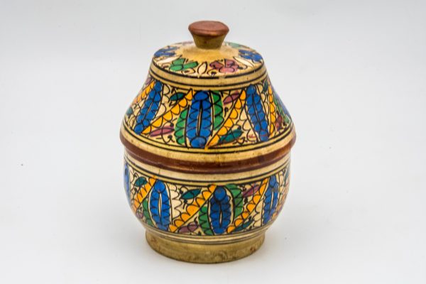 morocco 19th Century Rust and Green Glazed Pottery Jug with Floral Decor