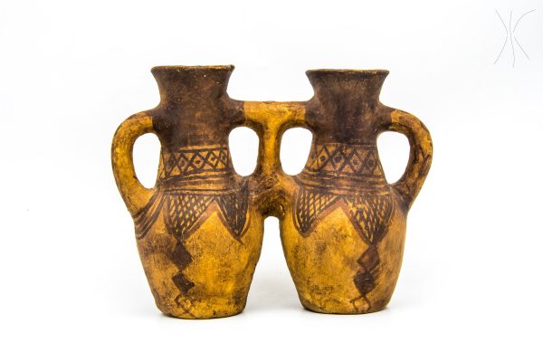 Set of 2 Moroccan ash jar for couple, Old Pottery vase berber Arabian Art Decor