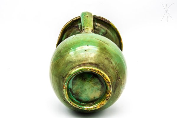 Vintage Pottery Pot Moroccan Arabian Art chic luxurious Decor, antique green vase