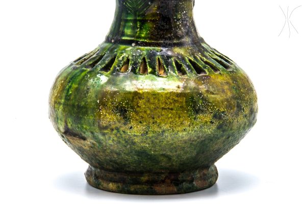Vintage Pottery Pot Moroccan Arabian Art chic luxurious Decor, antique green vase