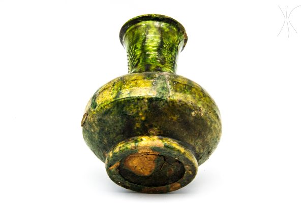 Vintage Pottery Pot Moroccan Arabian Art chic luxurious Decor, antique green vase