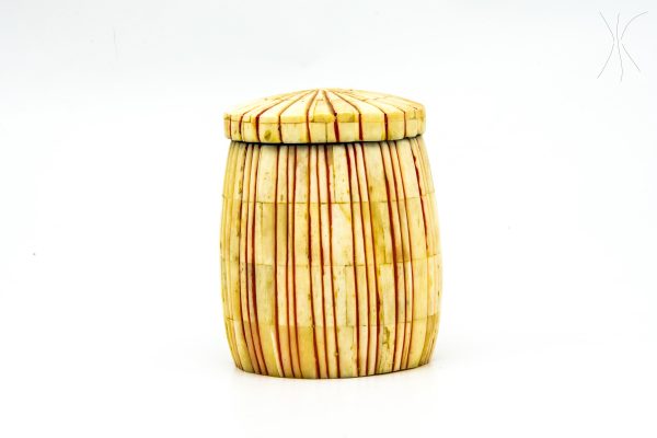 Pot with camel bones, Vintage Moroccan Camel bones Pot, Arabian Art chic luxurious Decor