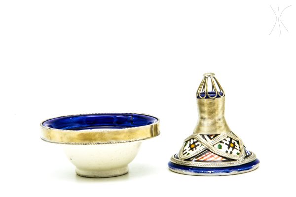 Antique Ceramic and metal bowl - Moroccan Ceramic Bowl - Very beautiful moroccan antique decor