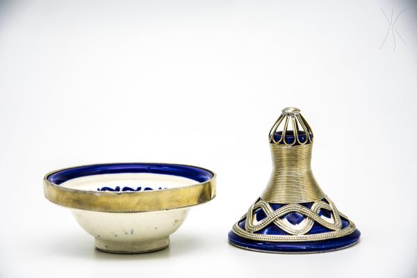 Antique Ceramic and metal bowl - Moroccan Ceramic Bowl - Very beautiful moroccan antique decor