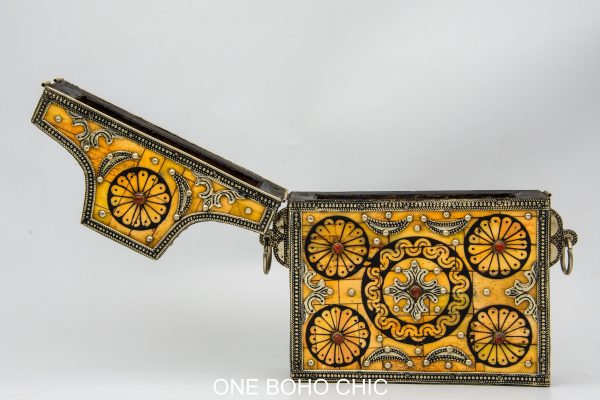 hand engraved moroccan vintage moroccan antique bone and metal jewelry box