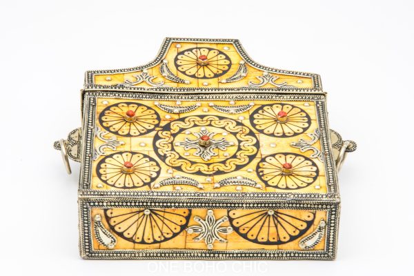 hand engraved moroccan vintage moroccan antique bone and metal jewelry box