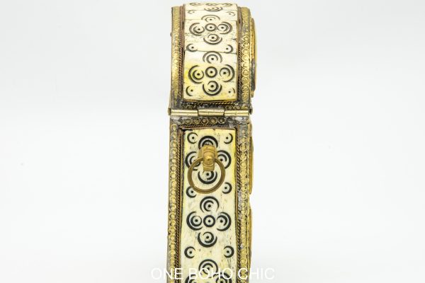 hand engraved moroccan vintage moroccan antique bone and metal jewelry box