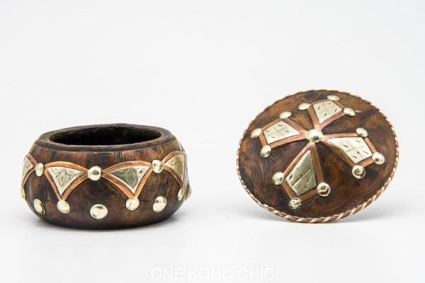 Moroccan Wood and metal Bowl - Very beautiful moroccan antique decor