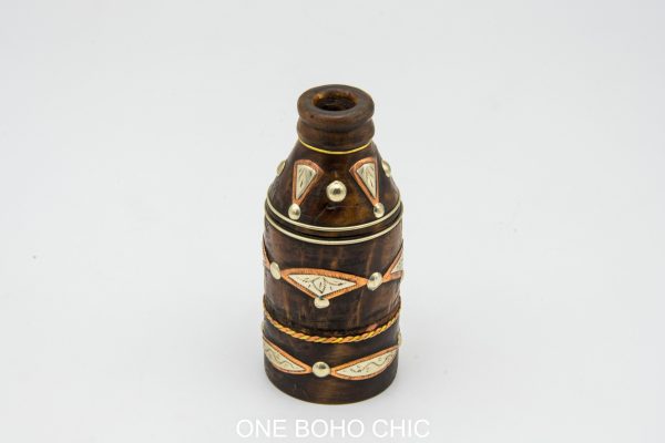 Traditional moroccan bottle - Old Ethnic Wood Bottle Berber Morocco