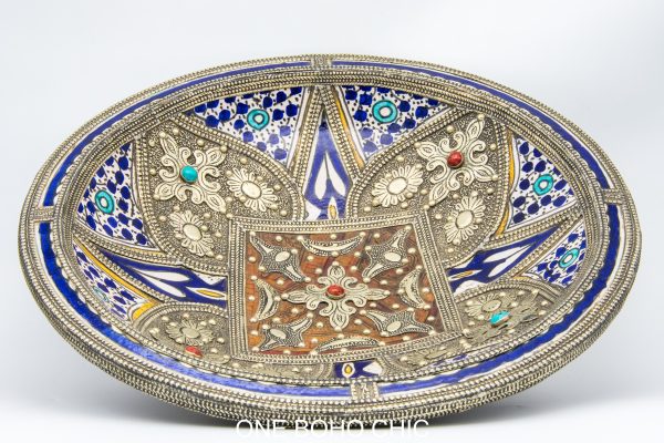 Moroccan Ceramic and Metal Bowl, Very beautiful moroccan antique decor