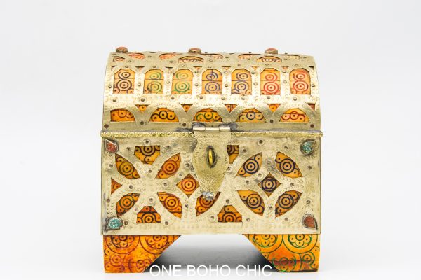 Chest ethnic handmade beautiful jewelery box with moroccan motif