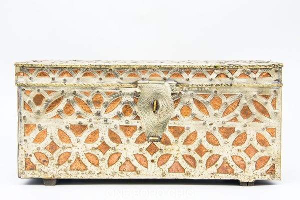 Vintage Moroccan chest - Moroccan Metal and wood Chest, Moroccan home decor