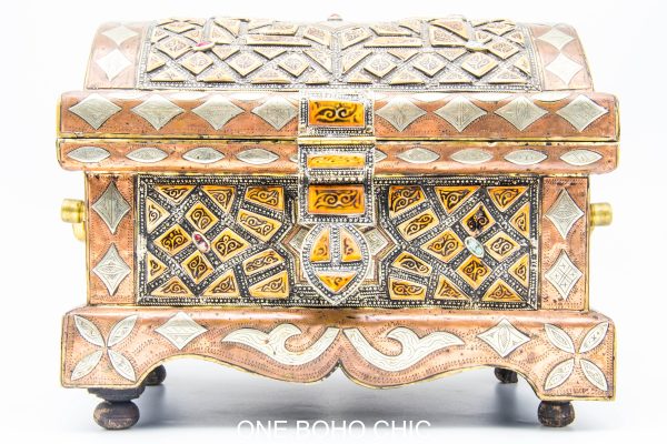 Vintage Moroccan chest - Moroccan Metal and wood Chest, Moroccan home decor