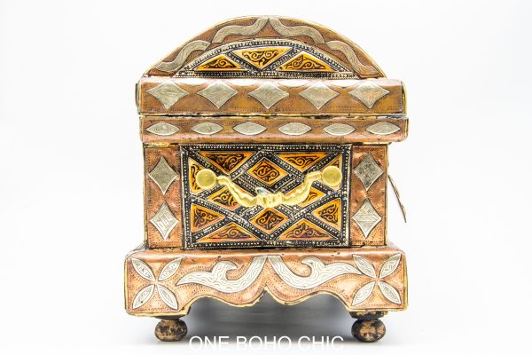 Vintage Moroccan chest - Moroccan Metal and wood Chest, Moroccan home decor