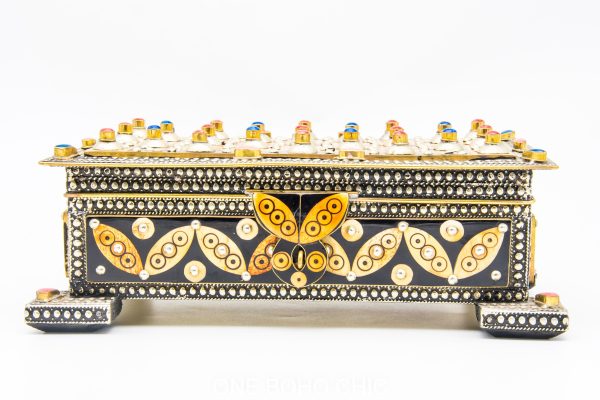 Vintage Moroccan chest - Moroccan Metal and wood Chest, Jewelry boxe with moroccan motif