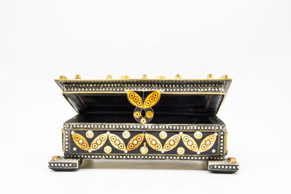 Vintage Moroccan chest - Moroccan Metal and wood Chest, Jewelry boxe with moroccan motif
