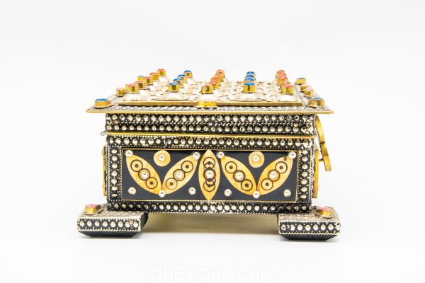 Vintage Moroccan chest - Moroccan Metal and wood Chest, Jewelry boxe with moroccan motif