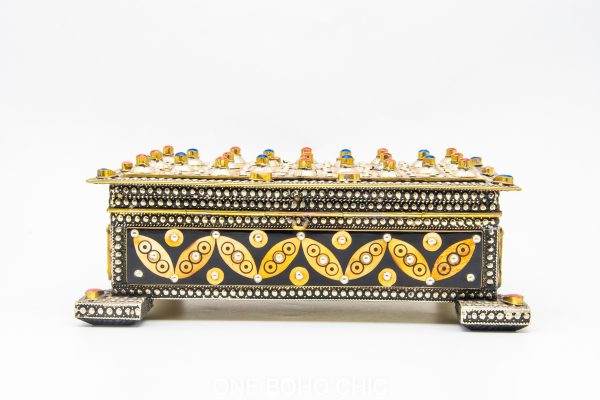 Vintage Moroccan chest - Moroccan Metal and wood Chest, Jewelry boxe with moroccan motif