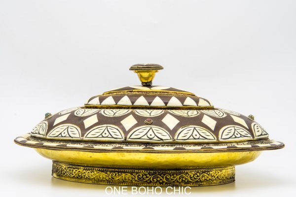 Antique Moroccan copper dinning set table decor - Vintage moroccan bowl