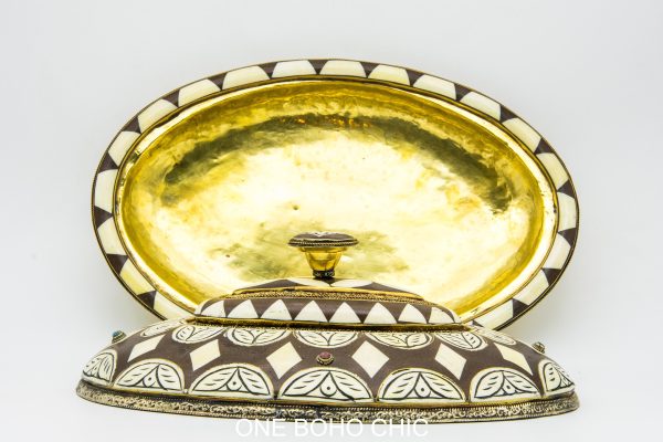 Antique Moroccan copper dinning set table decor - Vintage moroccan bowl